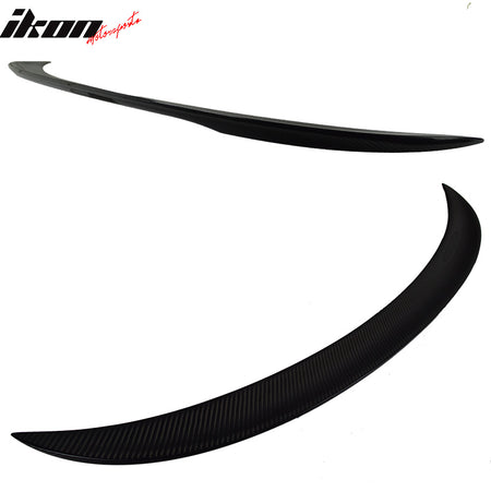 IKON MOTORSPORTS, Trunk Spoiler Compatible With 2005-2011 BMW 3 Series E90 , Matte Carbon Fiber P Style Rear Spoiler Wing, 2006 2007 2008 2009 2010