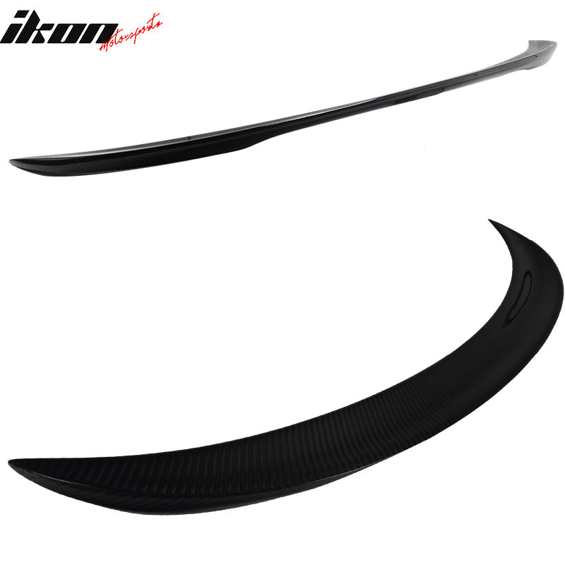 IKON MOTORSPORTS, Trunk Spoiler Compatible With 2005-2011 BMW 3 Series E90 , Matte Carbon Fiber P Style Rear Spoiler Wing, 2006 2007 2008 2009 2010