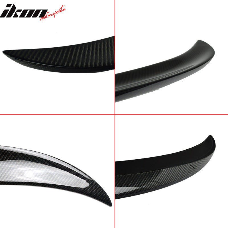 IKON MOTORSPORTS, Trunk Spoiler Compatible With 2005-2011 BMW 3 Series E90 , Matte Carbon Fiber P Style Rear Spoiler Wing, 2006 2007 2008 2009 2010