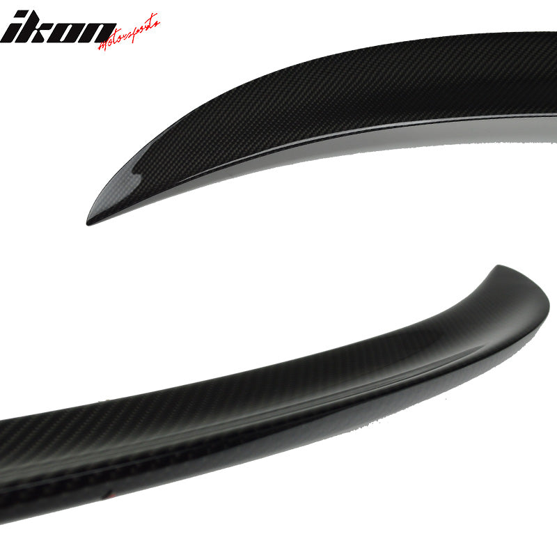 IKON MOTORSPORTS, Trunk Spoiler Compatible With 2005-2011 BMW 3 Series E90 , Matte Carbon Fiber P Style Rear Spoiler Wing, 2006 2007 2008 2009 2010