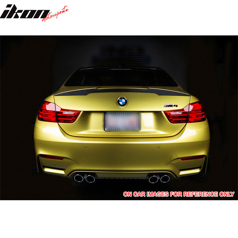 Trunk Spoiler Compatible With 2014-2019 BMW F80 3 Series, Performance2 Style ABS Unpainted Black Rear Tail Lip Deck Boot Wing By IKON MOTORSPORTS, 2015 2016