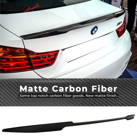 IKON MOTORSPORTS, Trunk Spoiler Compatible With 2012-2020 F30 Sedan BMW 3 Series F80 M3 , Matte Carbon Fiber M3 Style Rear Spoiler Wing, 2013 2014 2015 2016 2017 2018 2019