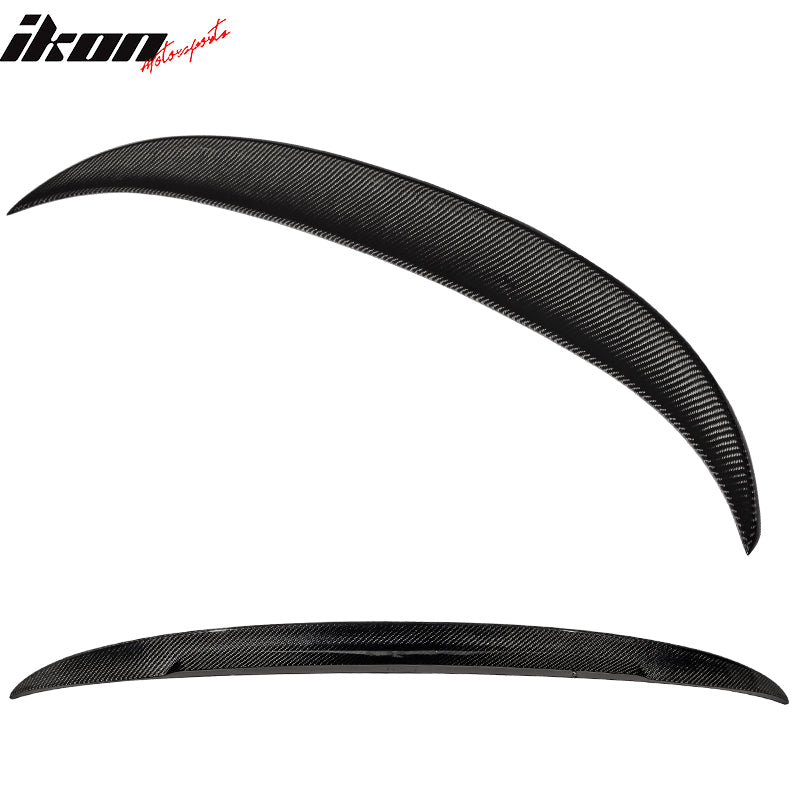 IKON MOTORSPORTS, Trunk Spoiler Compatible With 2005-2011 BMW 3-Series E90 Sedan , Matte Carbon Fiber Performance2 Style Rear Spoiler Wing, 2006 2007 2008 2009 2010