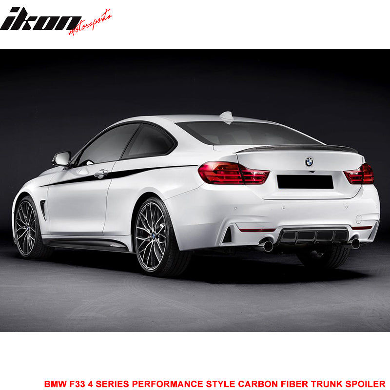 IKON MOTORSPORTS, Trunk Spoiler Compatible With 2014-2020 BMW 4-Series F33 Convertible F83 M4 Convertible , Matte Carbon Fiber Perfermance Style Rear Spoiler Wing, 2015 2016 2017 2018 2019