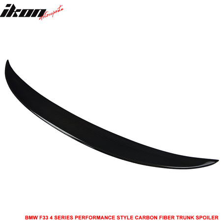 IKON MOTORSPORTS, Trunk Spoiler Compatible With 2014-2020 BMW 4-Series F33 Convertible F83 M4 Convertible , Matte Carbon Fiber Perfermance Style Rear Spoiler Wing, 2015 2016 2017 2018 2019