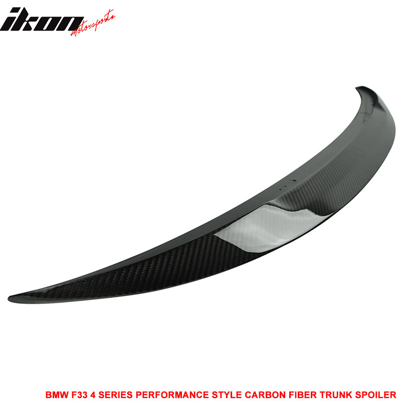 IKON MOTORSPORTS, Trunk Spoiler Compatible With 2014-2020 BMW 4-Series F33 Convertible F83 M4 Convertible , Matte Carbon Fiber Perfermance Style Rear Spoiler Wing, 2015 2016 2017 2018 2019