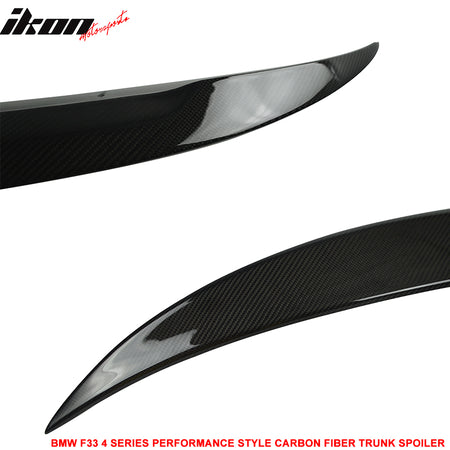 IKON MOTORSPORTS, Trunk Spoiler Compatible With 2014-2020 BMW 4-Series F33 Convertible F83 M4 Convertible , Matte Carbon Fiber Perfermance Style Rear Spoiler Wing, 2015 2016 2017 2018 2019