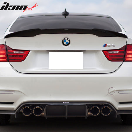 IKON MOTORSPORTS, Trunk Spoiler Compatible With 2014-2020 BMW 4-Series F32 Coupe , Matte Carbon Fiber M4 Style Rear Spoiler Wing, 2015 2016 2017 2018 2019