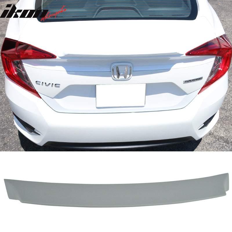 2016-2021 Honda Civic X 10th FC 4Dr Sedan Gray Trunk Spoiler Wing FRP