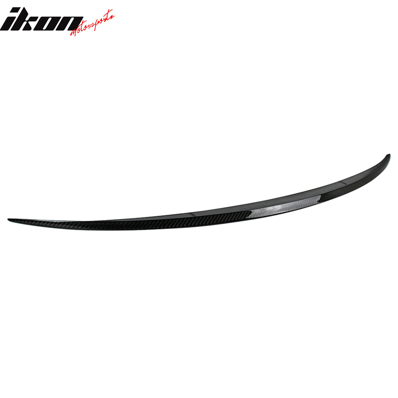 IKON MOTORSPORTS, Trunk Spoiler Compatible With 2017-2020 Mercedes-Benz E Class W213 Sedan, Matte Carbon Fiber Factory Style Rear Spoiler Wing, 2018 2019