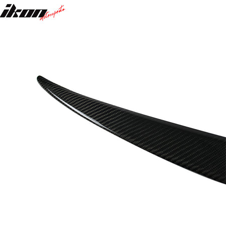 IKON MOTORSPORTS, Trunk Spoiler Compatible With 2017-2020 Mercedes-Benz E Class W213 Sedan, Matte Carbon Fiber Factory Style Rear Spoiler Wing, 2018 2019