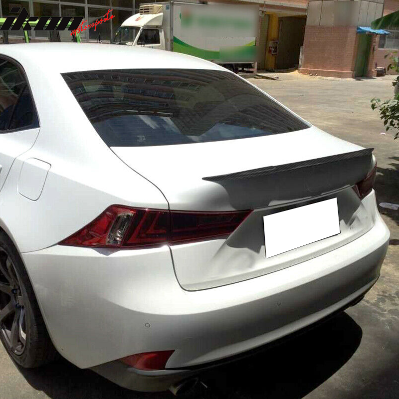 IKON MOTORSPORTS, Trunk Spoiler Compatible With 2014-2020 Lexus Sedan IS200t, IS250, IS300, IS350, IS300h, Matte Carbon Fiber IKON Style Rear Spoiler Wing, 2015 2016 2017 2018 2019