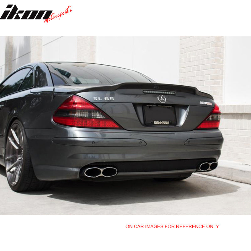 IKON MOTORSPORTS, Trunk Spoiler Compatible With 2003-2011 Mercedes Benz SL-Class R230 , Matte Carbon Fiber V Style Rear Spoiler Wing, 2004 2005 2006 2007 2008 2009 2010