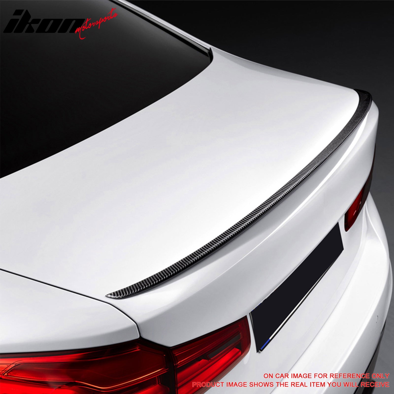 IKON MOTORSPORTS, Trunk Spoiler Compatible with 2017-2023 BMW 5 Series G30 Sedan 4-Door, M5 Performance Style Painted #416 Carbon Black Metallic ABS Plastic Rear Trunk Lid Spoiler Wing Lip