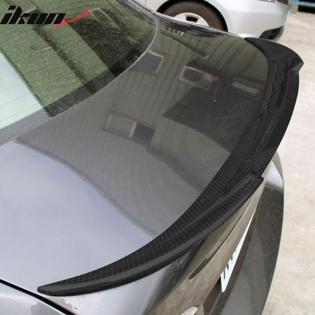 IKON MOTORSPORTS, Trunk Spoiler Compatible With 2007-2013 BMW E92 M3 3 Series Coupe, Matte Carbon Fiber M4 Style Rear Spoiler Wing, 2008 2009 2010 2011 2012