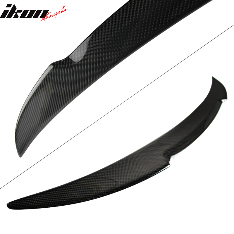 IKON MOTORSPORTS, Trunk Spoiler Compatible With 2007-2013 BMW E92 M3 3 Series Coupe, Matte Carbon Fiber M4 Style Rear Spoiler Wing, 2008 2009 2010 2011 2012