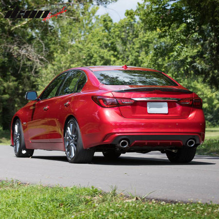 Pre-Painted Trunk Spoiler Compatible With 2014-2024 Infiniti Q50 Sedan, Factory Style #K23 Liquid Platinum Metallic ABS Rear Trunk Wing Deck Lid by IKON MOTORSPORTS