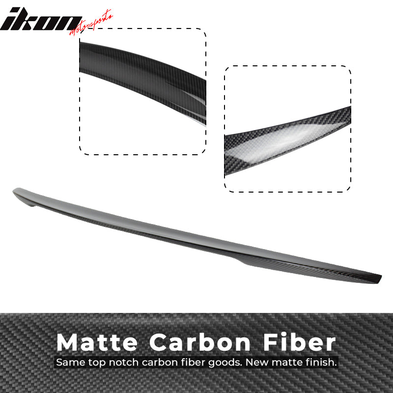 IKON MOTORSPORTS, Trunk Spoiler Compatible With 2014-2020 Infiniti Q50 Sedan , Matte Carbon Fiber P Style Rear Spoiler Wing, 2015 2016 2017 2018 2019