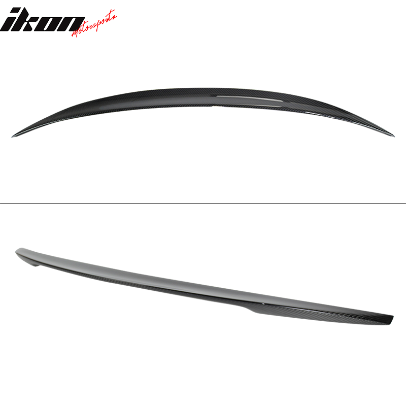 IKON MOTORSPORTS, Trunk Spoiler Compatible With 2014-2020 Infiniti Q50 Sedan , Matte Carbon Fiber P Style Rear Spoiler Wing, 2015 2016 2017 2018 2019