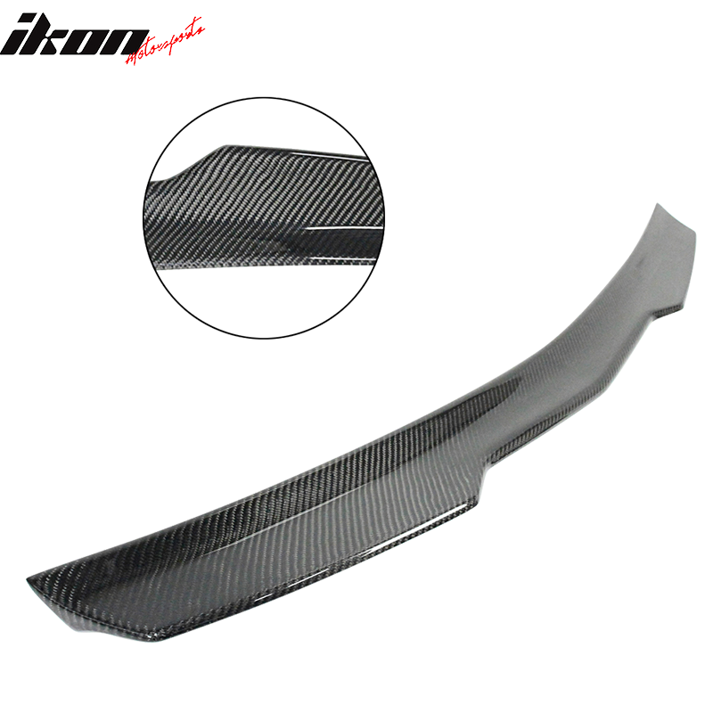 IKON MOTORSPORTS, Trunk Spoiler Compatible With 2010-2016 Mercedes Benz E-Class W212 4Door Sedan, Matte Carbon Fiber V Style Rear Spoiler Wing, 2011 2012 2013 2014 2015