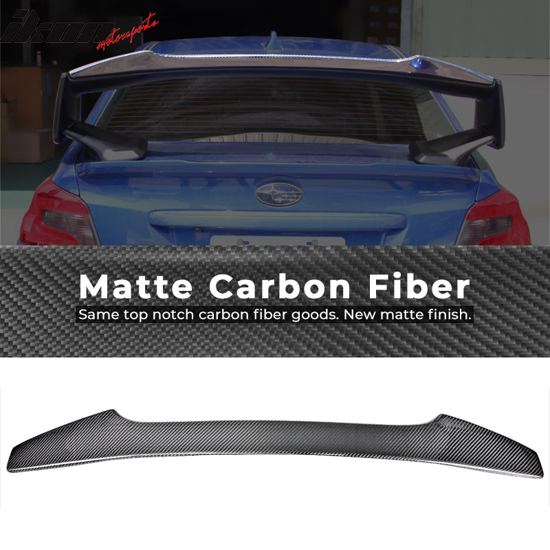 IKON MOTORSPORTS, Trunk Spoiler Compatible With 2015-2021 Subaru WRX & STI , Matte Carbon Fiber Rear Spoiler Wing, 2016 2017 2021