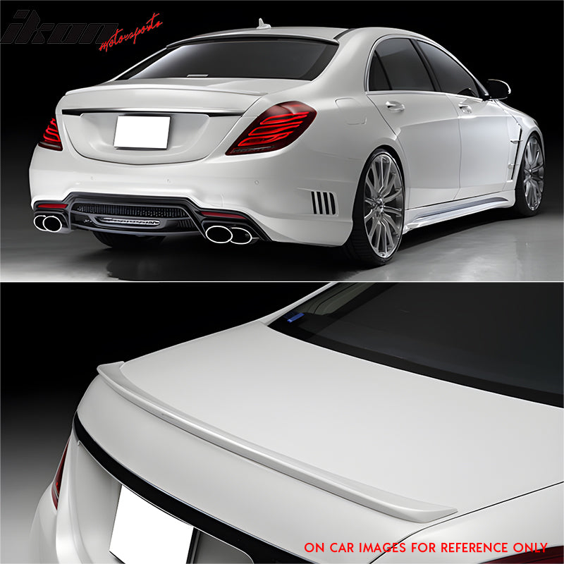 IKON MOTORSPRTS, Trunk Spoiler Compatible With 2014-2020 Mercedes-Benz W222 S-Class 4-Door Sedan, Factory Style Rear Boot Deck Lid Wing Carbon Fiber Tail Trim Lip 1PC, 2015 2016 2017 2018 2019