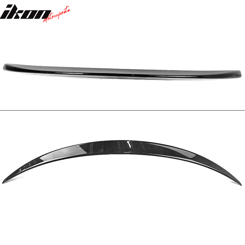 IKON MOTORSPORTS Trunk Spoiler Compatible With 2014-2024 Infiniti Q50 Sedan 4-Door, Ikon Style Painted #KH3 Super Black ABS Rear Tail Wing Deck Lid Body Kit