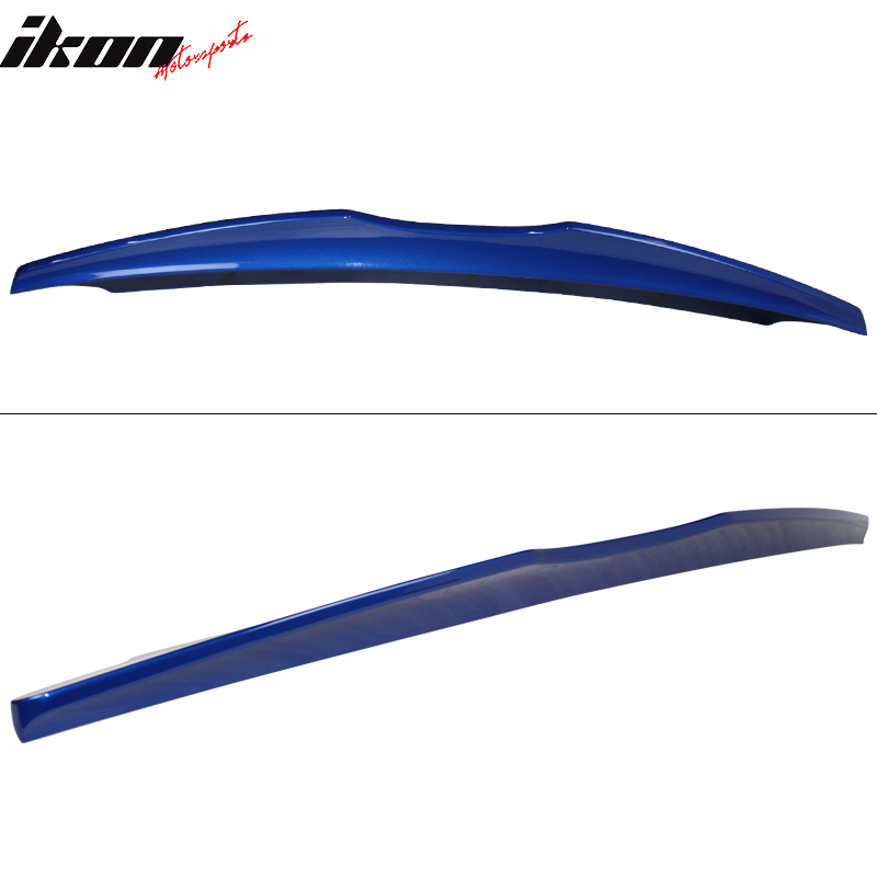 IKON MOTORSPORTS, Trunk Spoiler Compatible With 2015-2021 Subaru WRX STI 4-Door Sedan, Painted Wr Blue Pearl #K7X ABS Plastic Rear Trunk Lid Wing Spoiler, 2016 2017 2018 2019 2020