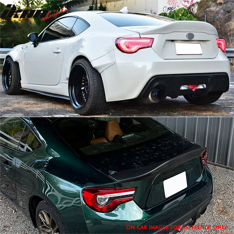 IKON MOTORSPRTS, Trunk Spoiler Compatible With 2013-2016 Scion FR-S/2013-2020 Subaru BRZ/2017-2020 Toyota 86, L Style Rear Boot Deck Lid Wing Carbon Fiber Tail Trim Lip 1PC, 2014 2015 2018 2019