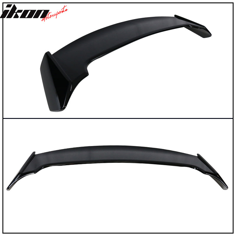 IKON MOTORSPORTS Roof Spoiler Compatible With 2019-2024 Toyota Corolla Hatchback 5Dr, Blitz Style Painted #218 Attitude Black Metallic ABS Rear Trunk Lip Wing Body Kit