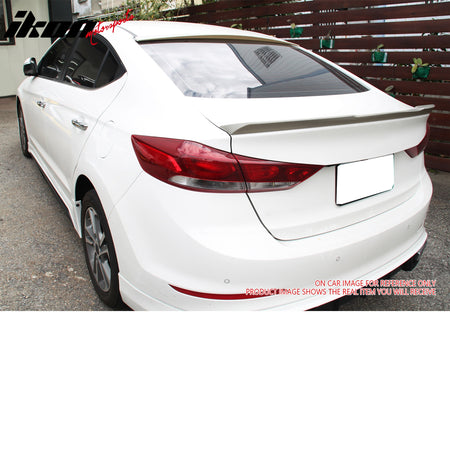 IKON MOTORSPORTS, Trunk Spoiler Compatible with 2016-2018 Hyundai Elantra 4-Door Sedan/Saloon, OE Style Painted #EB Ebony Black ABS Rear Trunk Lid Spoiler Wing Lip