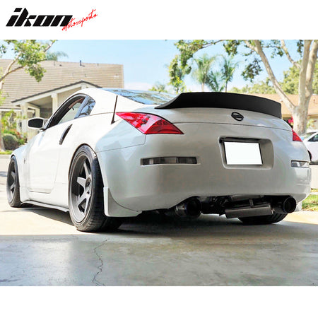 Trunk Spoiler Compatible with 2003-2009 Nissan 350Z 2-Door Fairlady Z33, V Style ABS Painted Black Metallic (Color Code #G41) Rear Deck Lip Wing by IKON MOTORSPORTS, 2004 2005 2006 2007