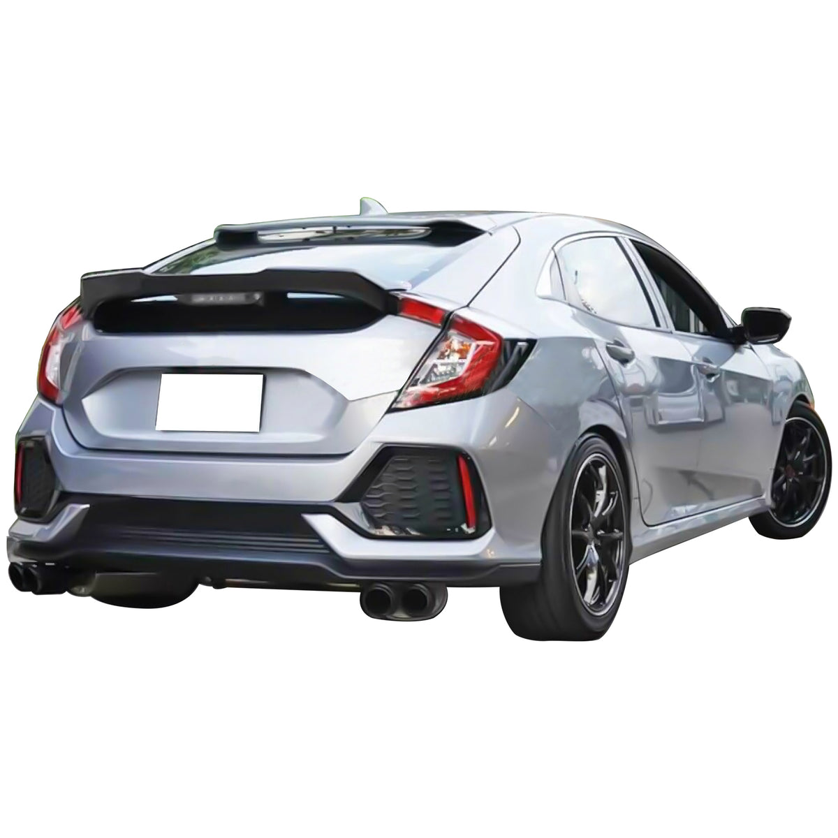 IKON MOTORSPORTS, Trunk Spoiler Compatible With 2017-2021 Honda Civic 10th Gen 5-Door Hatchback, Duck Lid Lip ABS