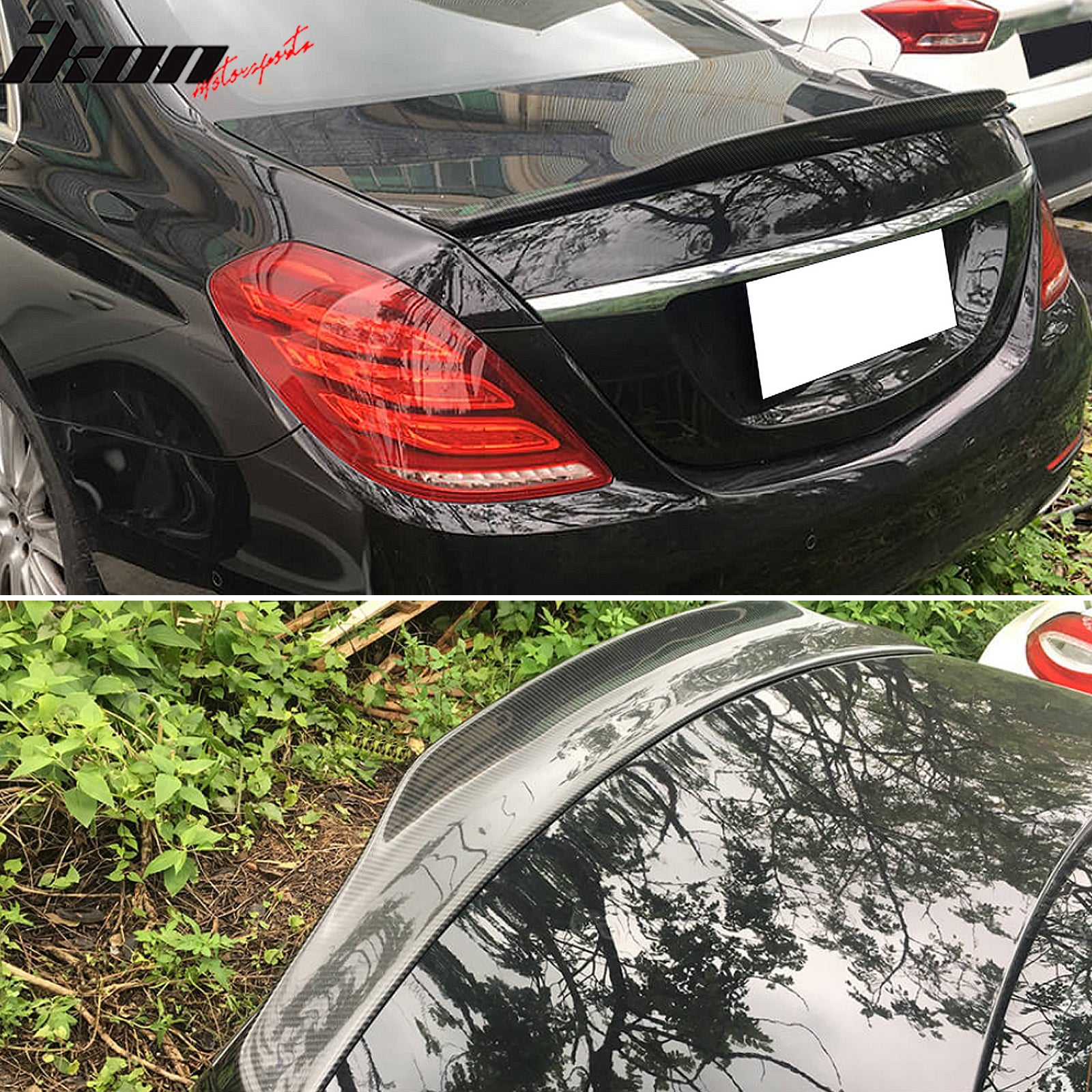 IKON MOTORSPRTS, Trunk Spoiler Compatible With 2014-2020 Mercedes-Benz W222 S-Class 4-Door Sedan, PSM Style Rear Boot Deck Lid Wing Carbon Fiber Tail Trim Lip 1PC, 2015 2016 2017 2018 2019