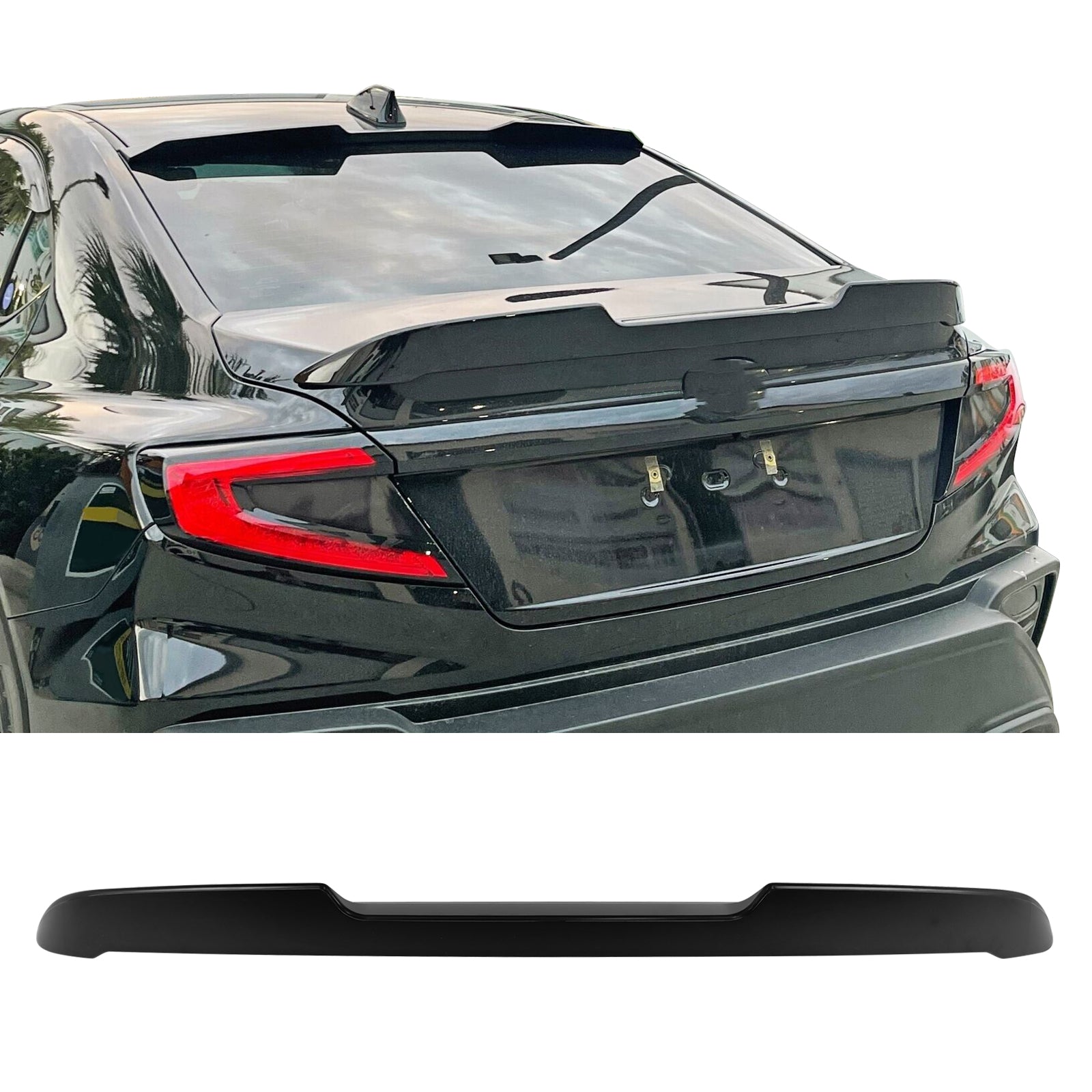 IKON MOTORSPRTS, Trunk Spoiler Compatible With 2022-2024 Subaru WRX 5th, ABS Plastic Rear Wing Deck Lid Lip Tail Trim, 2023