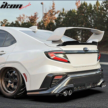 IKON MOTORSPORTS, Trunk Spoiler Compatible with 2022-2024 Subaru WRX, V2 Style Painted #D4S Crystal Black Silica Pearl ABS Plastic Rear Trunk Lid Spoiler Wing Lip