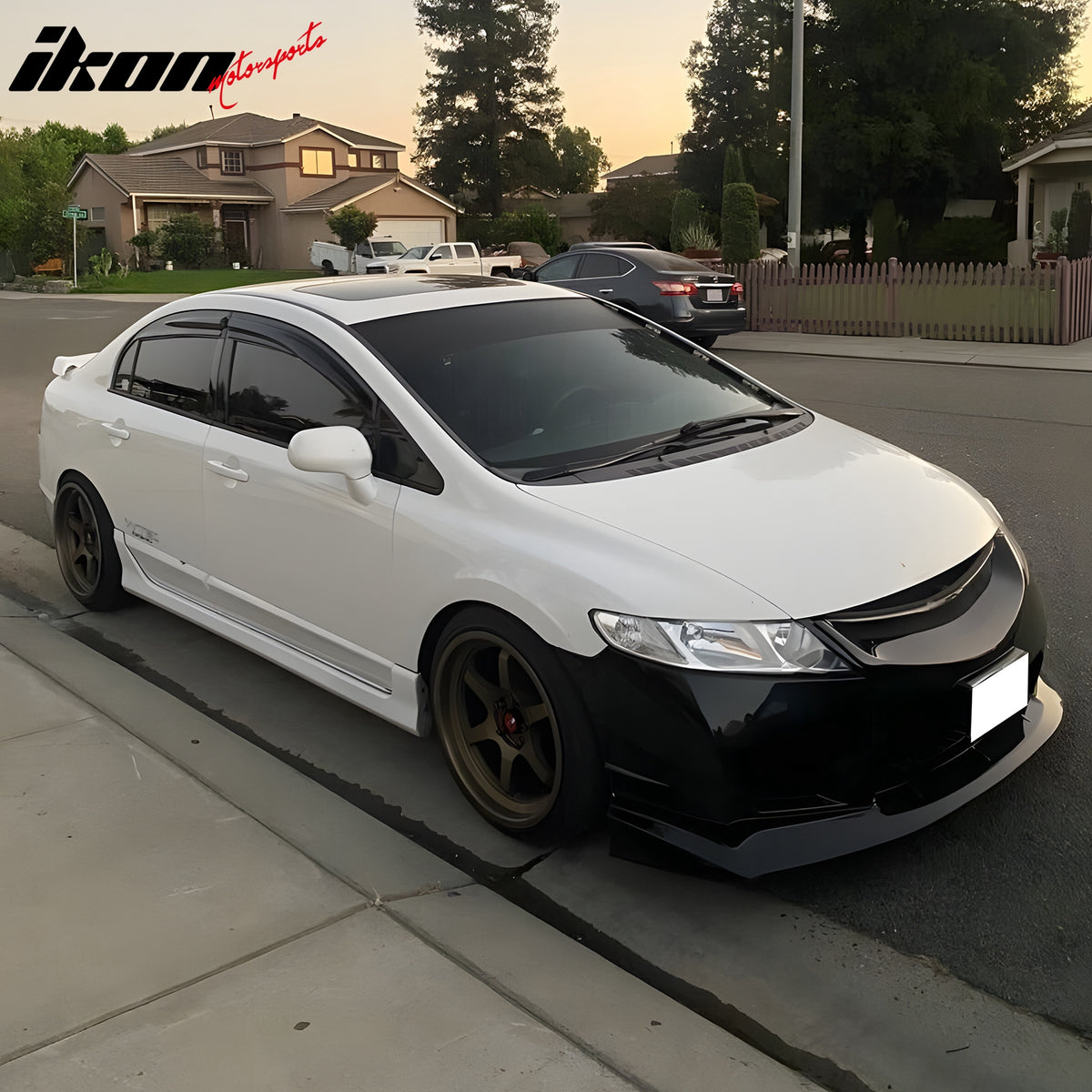 Window Visor Compatible With 2006-2011 Honda Civic 8th Gen, Smoke Transparent Sun Rain Wind Guards By IKON MOTORSPORTS, 2007 2008 2009 2010