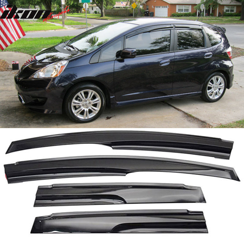 2009-2013 Honda Fit Tape on Mugen Style Smoke Window Visor Shade ABS