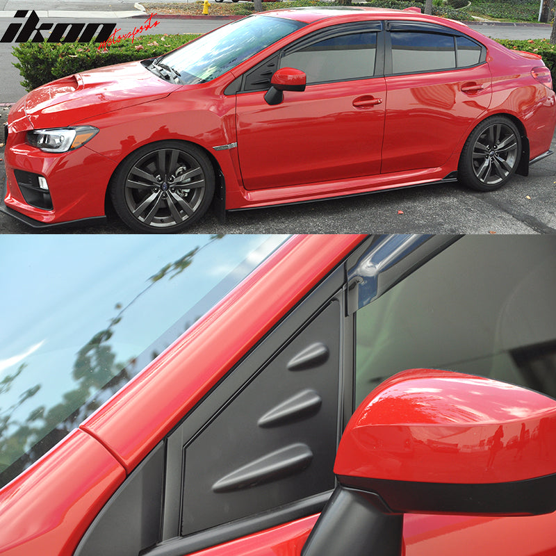 Window Louver Compatible With 2015-2021 Subaru WRX & STI, STI Style ABS Unpainted Black Sun Rain Wind Guards Shield Vent by IKON MOTORSPORTS, 2016 2017