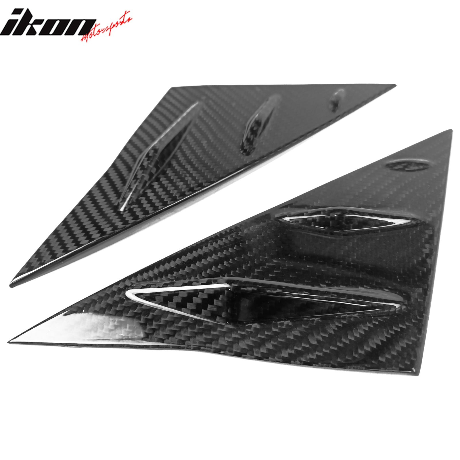 IKON MOTORSPRTS, Front Window Louver Compatible With 2017-2023 Tesla Model 3, Side 1/4 Scoop Cover Real Carbon Fiber Windshield Vent Panel Air Vent Trim 2PCS, 2018 2019 2020 2021 2022