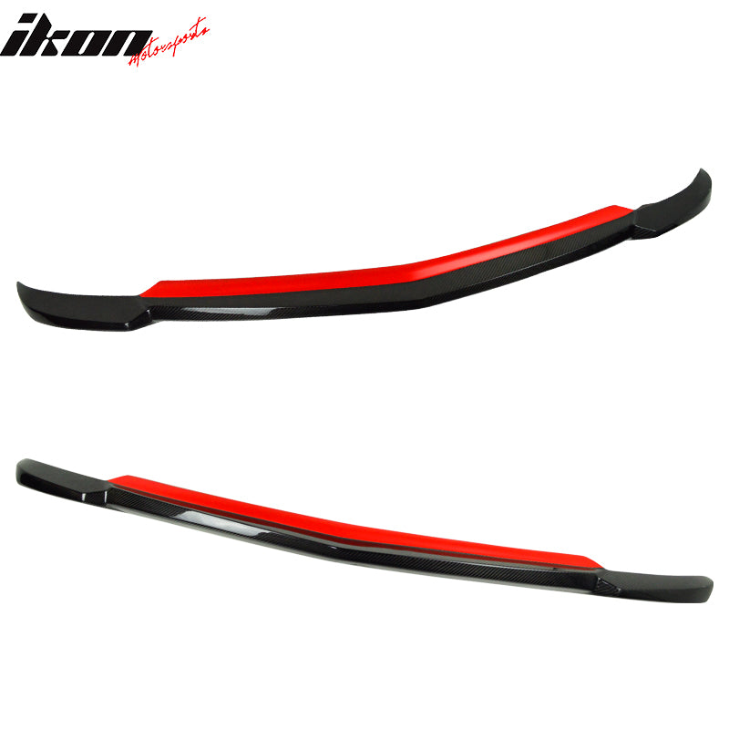 IKON MOTORSPORTS, Front Bumper Lip & Red Line Compatible With 2012-2014 Mercedes-Benz W204 Sedan , Matte Carbon Fiber IKON Style Front Lip Spoiler Wing Chin Splitter, 2013