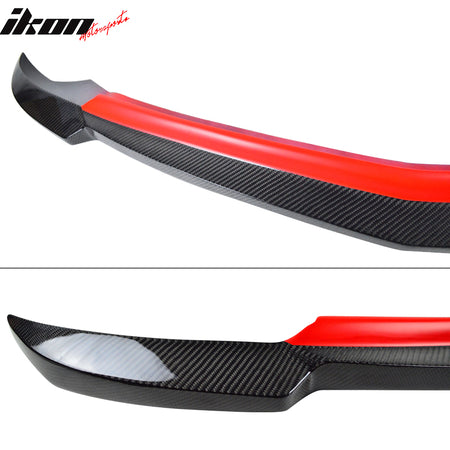 IKON MOTORSPORTS, Front Bumper Lip & Red Line Compatible With 2012-2014 Mercedes-Benz W204 Sedan , Matte Carbon Fiber IKON Style Front Lip Spoiler Wing Chin Splitter, 2013