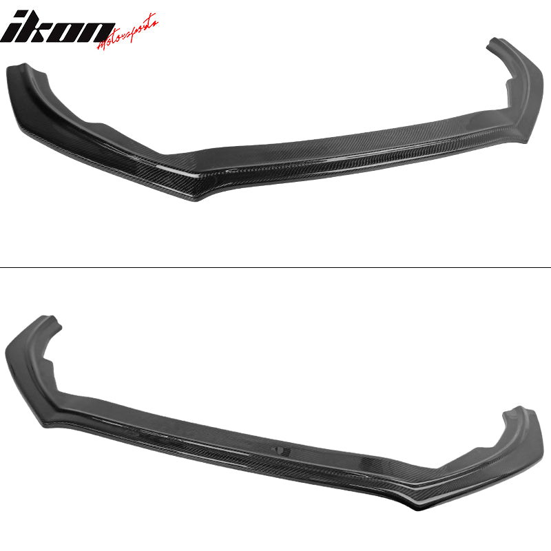 IKON MOTORSPORTS, Front Bumper Lip Compatible With 2018-2020 Ford Focus Hatchback, V Style Carbon Fiber Front Lip Under Chin Spoiler Wing, 2019