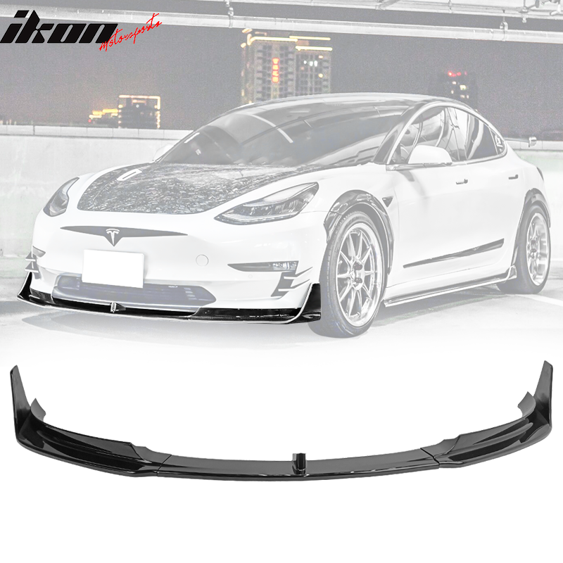 2017-2023 Tesla Model 3 V Style Gloss Black Front Bumper Lip 5PC PP