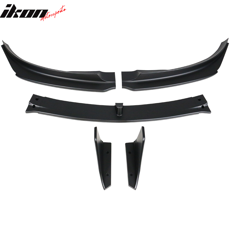 Fits 17-23 Tesla Model 3 V Style Matte Black Front Bumper Lip Spoiler Kit PP 5PC