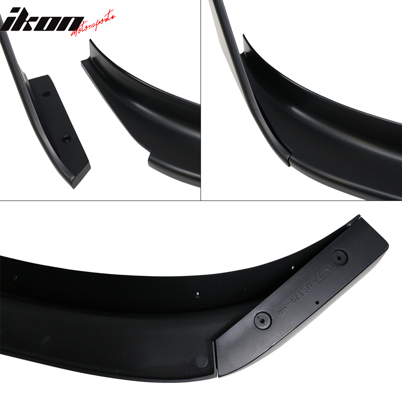 Fits 17-23 Tesla Model 3 V Style Matte Black Front Bumper Lip Spoiler Kit PP 5PC