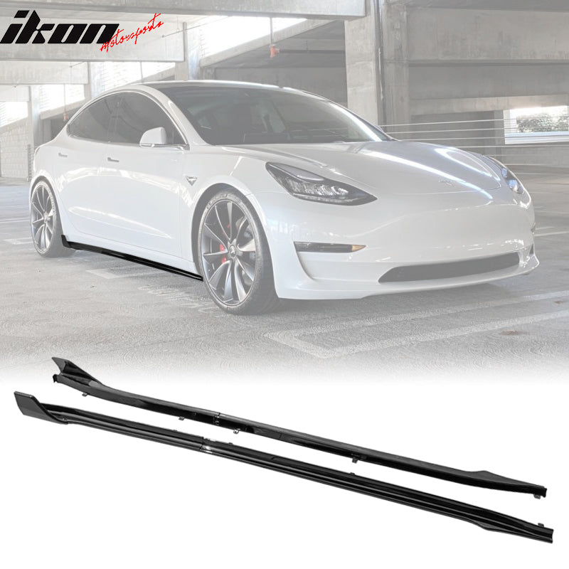 2017-2023 Tesla Model 3 V Gloss Black Side Skirts Extension 6PC PP