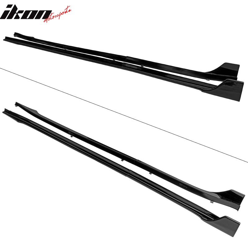 Fits 17-25 Tesla Model 3 Side Skirts Extension V Style Gloss Black Rocker Panel