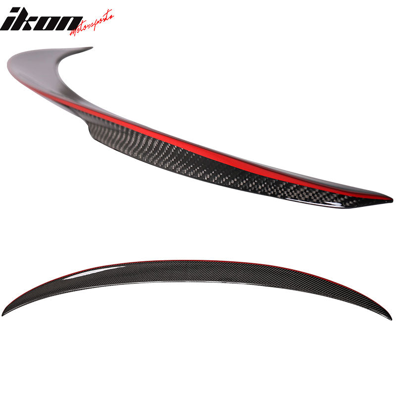 IKON MOTORSPORTS, Trunk Spoiler Compatible With 2012-2018 BMW F30 3-Series Sedan , Matte Carbon Fiber P Style Rear Spoiler Wing, 2013 2014 2015 2016 2017