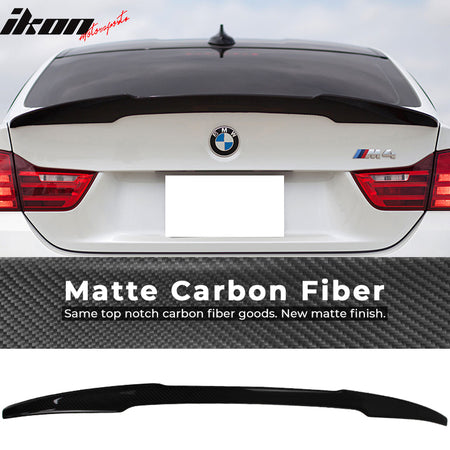 IKON MOTORSPORTS, Trunk Spoiler Compatible With 2014-2020 BMW 4-Series F32 Coupe , Matte Carbon Fiber M4 Style Rear Spoiler Wing, 2015 2016 2017 2018 2019